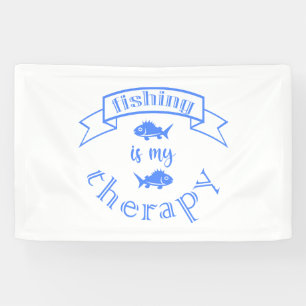 Banner ribbon quote Fishing is my therapy