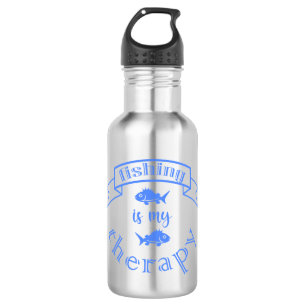 Banner ribbon quote Fishing is my therapy 532 Ml Water Bottle