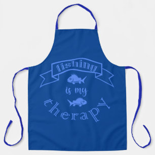 Banner ribbon quote Fishing is my therapy Apron