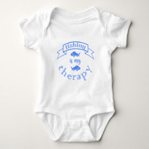 Banner ribbon quote Fishing is my therapy Baby Bodysuit