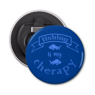 Banner ribbon quote Fishing is my therapy Bottle Opener