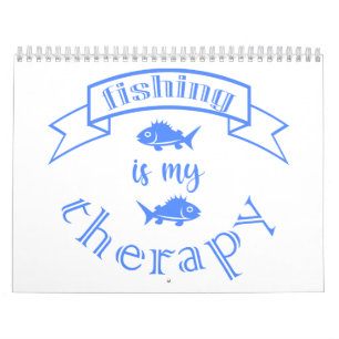 Banner ribbon quote Fishing is my therapy Calendar