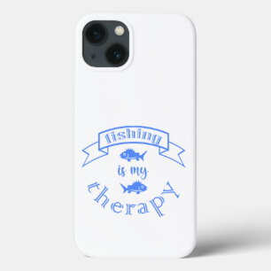 Banner ribbon quote Fishing is my therapy iPhone 13 Case