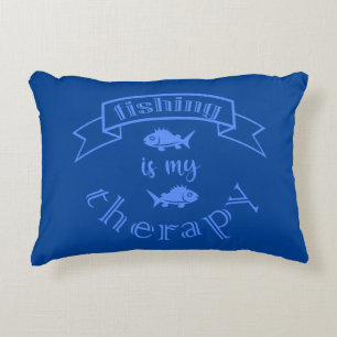 Banner ribbon quote Fishing is my therapy Decorative Cushion