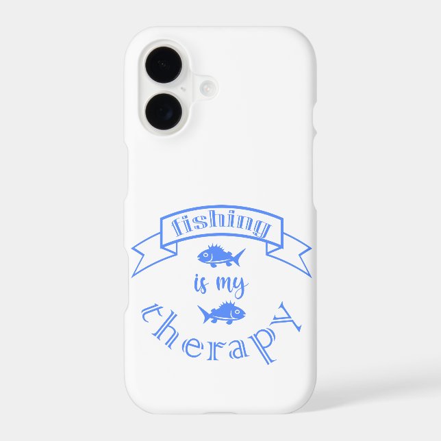 Banner ribbon quote Fishing is my therapy iPhone Case (Back)