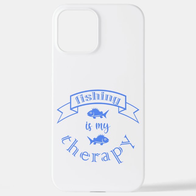 Banner ribbon quote Fishing is my therapy iPhone Case (Back)