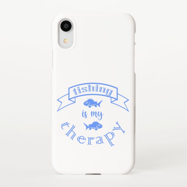 Banner ribbon quote Fishing is my therapy iPhone Case (Back)