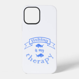 Banner ribbon quote Fishing is my therapy iPhone 12 Case