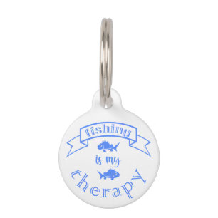 Banner ribbon quote Fishing is my therapy Pet Tag