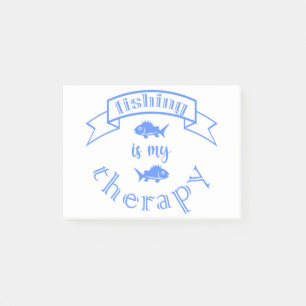 Banner ribbon quote Fishing is my therapy Post-it Notes