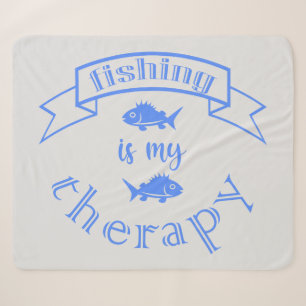 Banner ribbon quote Fishing is my therapy Sherpa Blanket