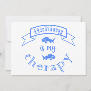 Banner ribbon quote Fishing is my therapy Thank You Card