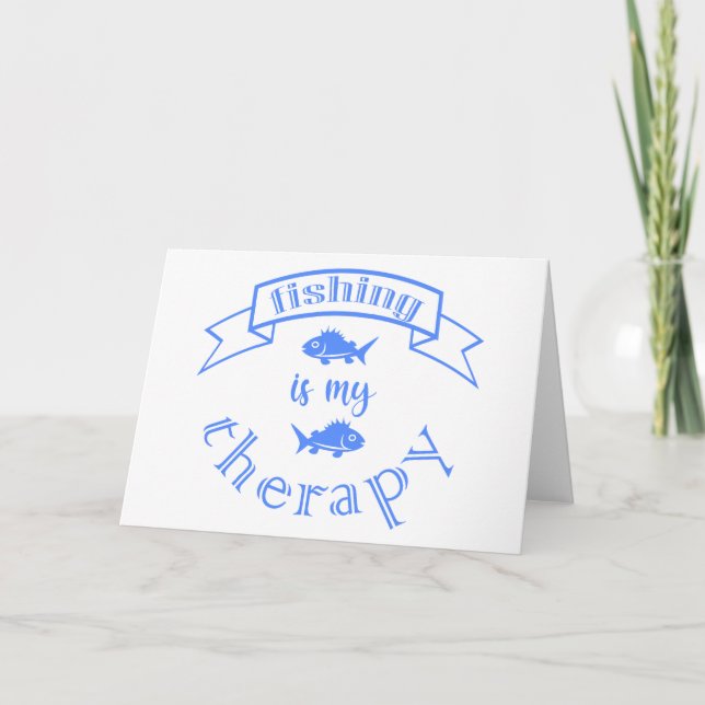 Banner ribbon quote Fishing is my therapy Thank You Card (Front)