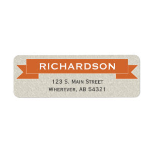 Banner ribbon sign orange return address label