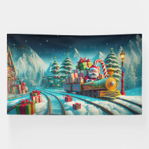 Banner Santa North Pole Express Christmas Eve