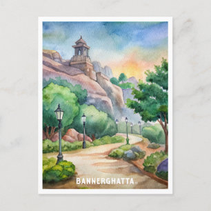 Bannerghatta National Park Watercolor Painting Postcard
