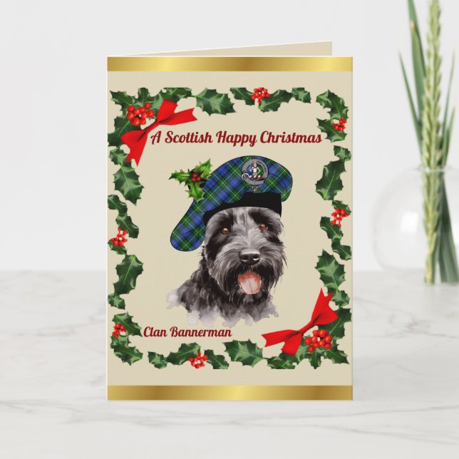 Bannerman Scottie Dog Personalised Xmas Card (Front)