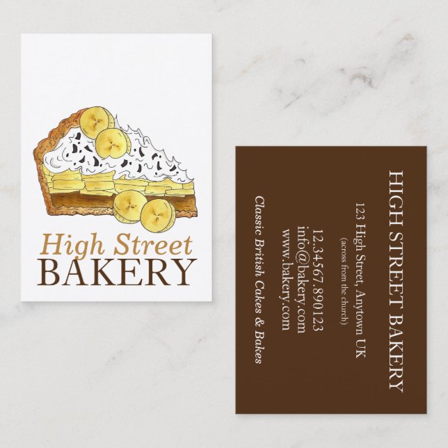 Banoffee Banana Toffee Pie Slice UK British Bakery Business Card (Front/Back)