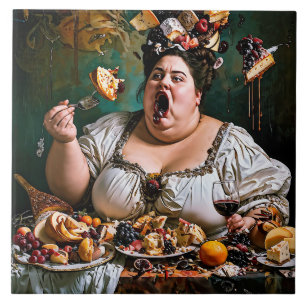 "Banquet of Chaos" Surreal Colourful Artwork Ceramic Tile