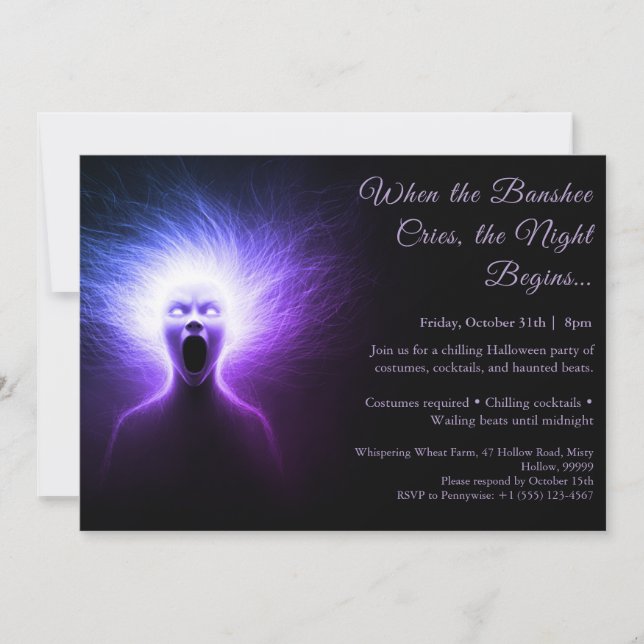 Banshee Cry Halloween Costume Party Invitation (Front)