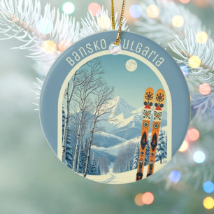 Bansko Bulgaria ski resort souvenir Ceramic Ornament