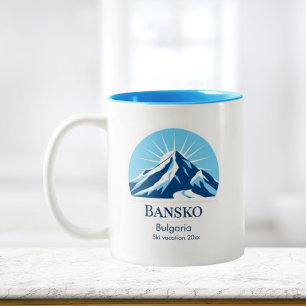 Bansko Bulgaria ski resort souvenir gift Two-Tone Coffee Mug