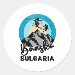 Bansko Bulgaria Ski Snowboarding Classic Round Sticker
