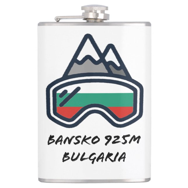 Bansko Ski Snowboard Resort Mug Hip Flask (Front)