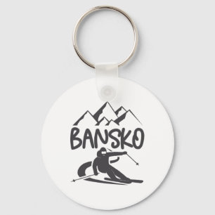 Bansko Skiing Snowboarding Bulgaria Resort Distres Key Ring