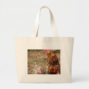 Bantam Hen and Rooster Large Tote Bag