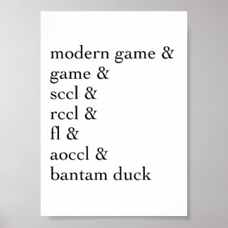 Bantam Poultry Exhibition Classes Poster