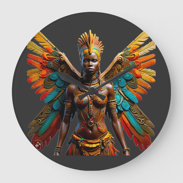 Bantu Marafiki fantasy African Fairy Large Clock (Front)