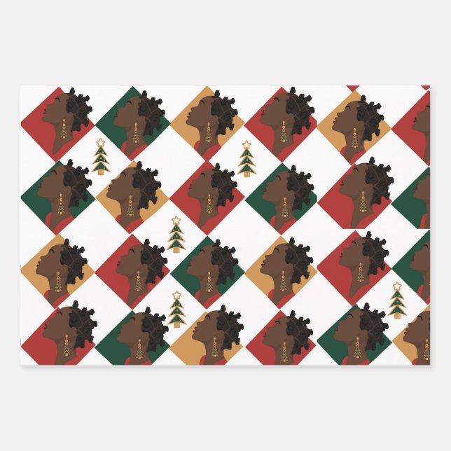 Bantu Tri Remix Wrapping Paper Flat Sheet Set of 3 (Front)