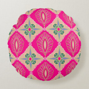 bantul batik in various colours, Batik is a techni Round Cushion