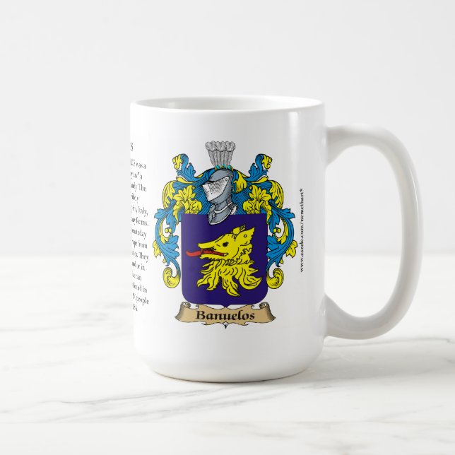 Banuelos, the Origin, the Meaning and the Crest Coffee Mug (Right)