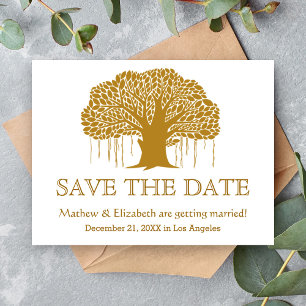 Banyan Tree Rustic Outdoor Wedding Save The Date Announcement Postcard