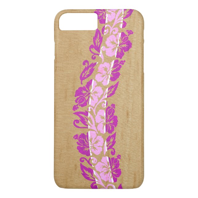 Banyans Hawaiian Hibiscus Faux Wood Surfboard Case-Mate iPhone Case (Back)