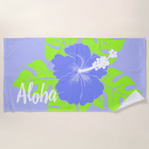 Banzai Beach Hawaiian Hibiscus Floral - Lavender Towel