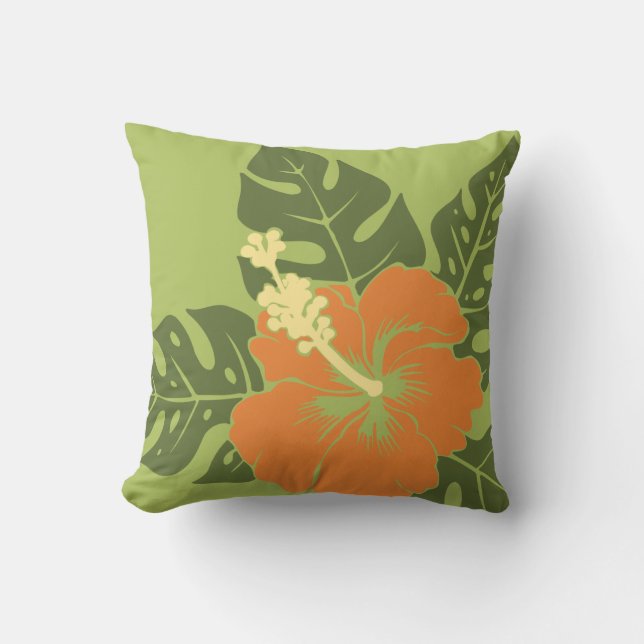 Banzai Beach Hawaiian Hibiscus Square Pillows (Front)