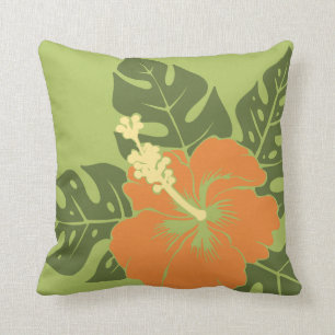 Banzai Beach Hawaiian Hibiscus Square Pillows