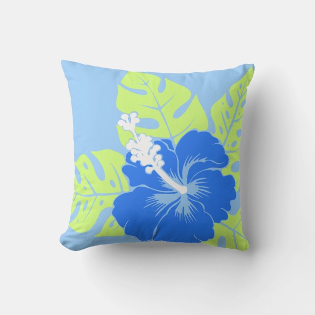 Banzai Beach Hawaiian Hibiscus Square Pillows (Front)
