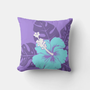 Banzai Beach Hawaiian Hibiscus Square Pillows
