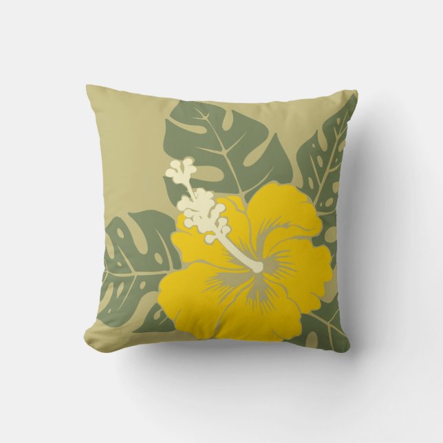Banzai Beach Hawaiian Hibiscus Square Pillows (Front)