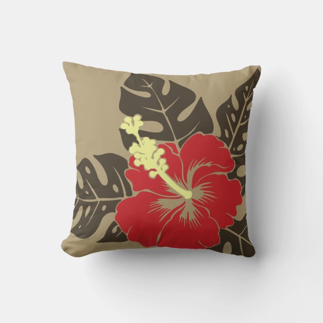 Banzai Beach Hawaiian Hibiscus Square Pillows (Front)