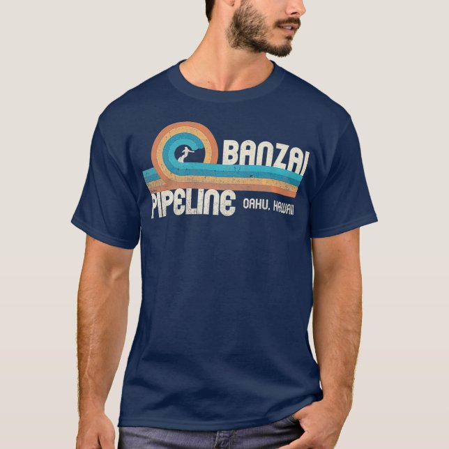 Banzai Pipeline  80s Graphic  North Shore Hawaii T-Shirt (Front)