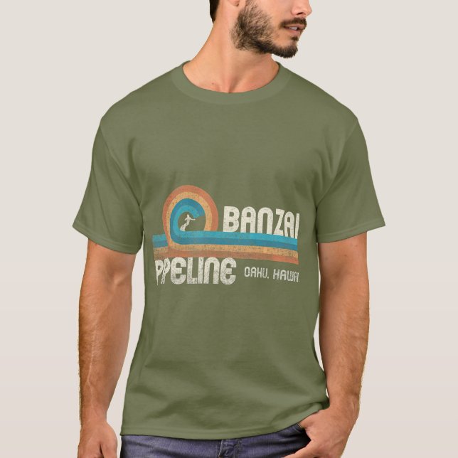 Banzai Pipeline  80s Graphic  North Shore Hawaii T-Shirt (Front)