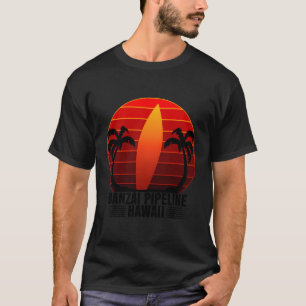 Banzai Pipeline Hawaiian Long Board Surf Shop T-Shirt