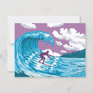 Banzai Pipeline Off Ehukai Beach Park Hawaii WPA Postcard