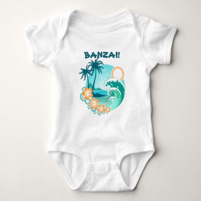 Banzai Surfing Baby Bodysuit (Front)