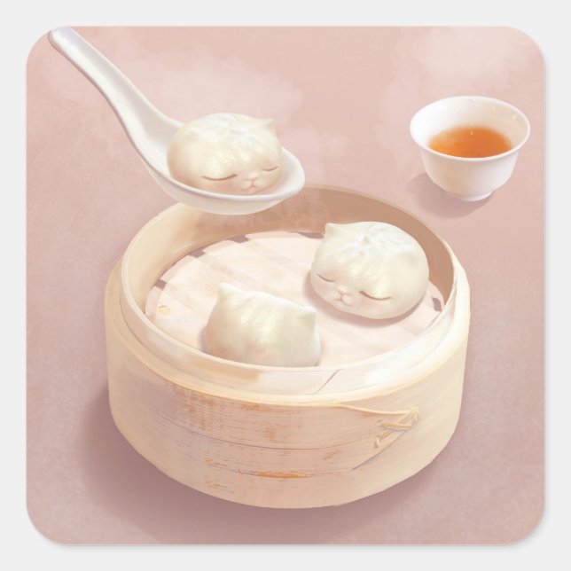 Bao Baby – Tea Time Bao Buddies Square Sticker (Front)